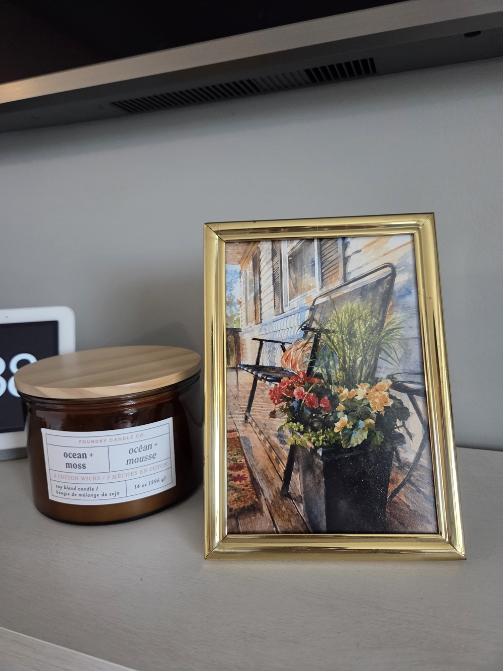Vintage Gold Frame Floral Print Home Accent